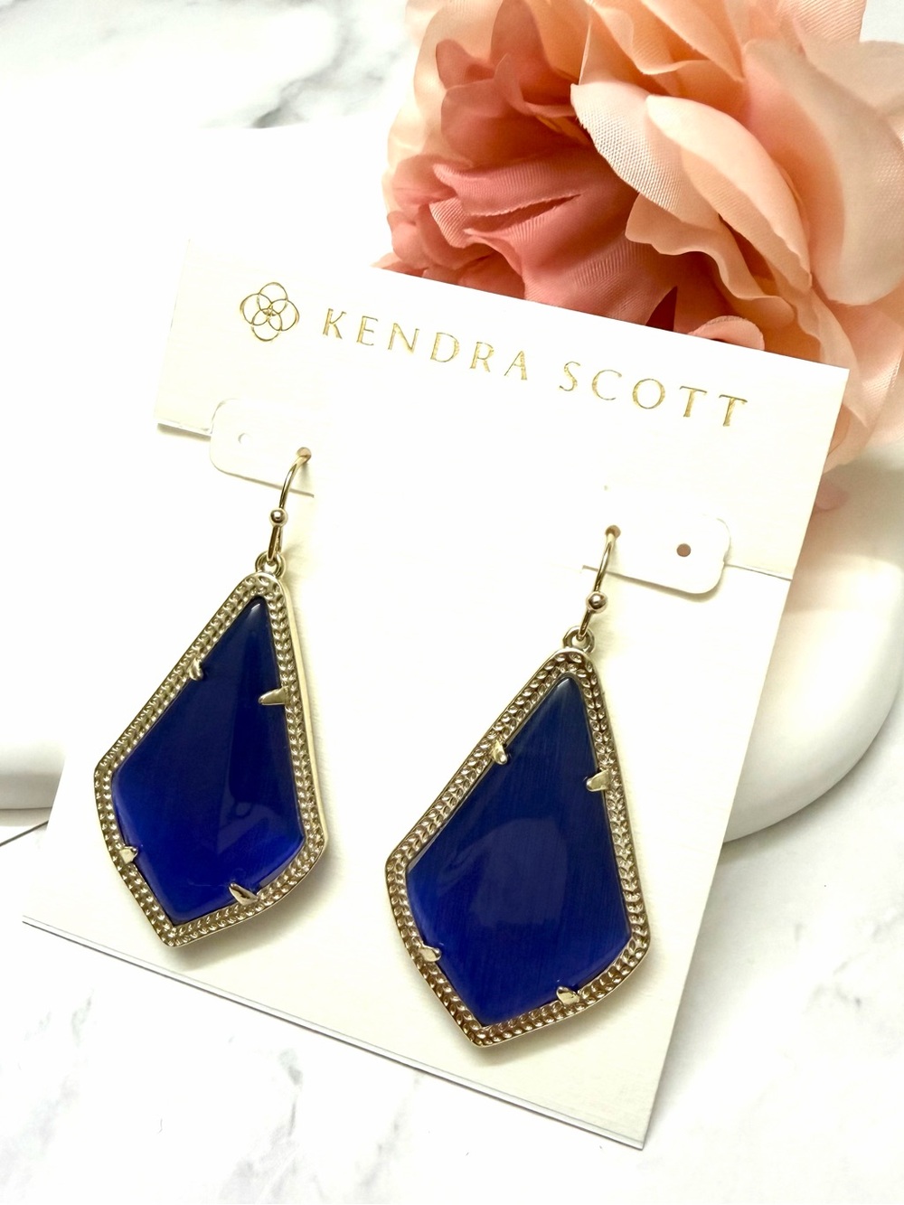 Kendra Scott Royal Blue Shield Drop Earrings